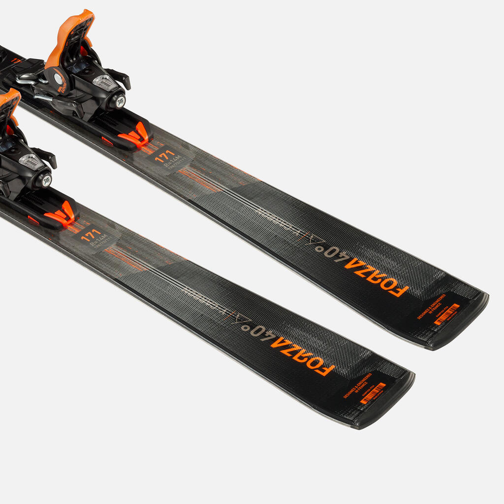 MEN'S DOWNHILL SKI WITH BINDINGS -ROSSIGNOL FORZA 128 40° - BLACK ORANGE